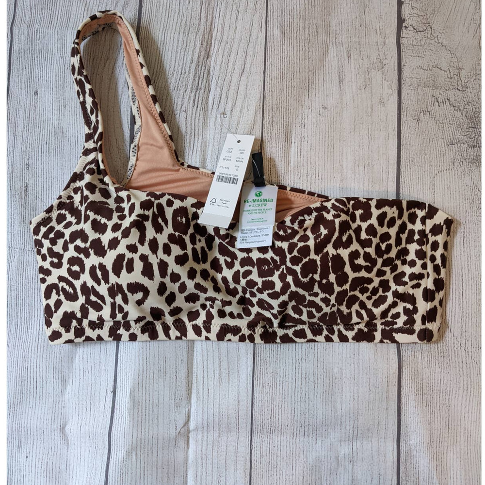 J. Crew NWT One-shoulder bikini top in leopard print size small - Picture 5 of 5